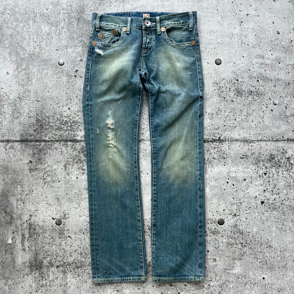 Vigoss Jeans Womens 29 Blue Distressed Boot Cut Tex-Mex Bamboo Blend Y2K Boho